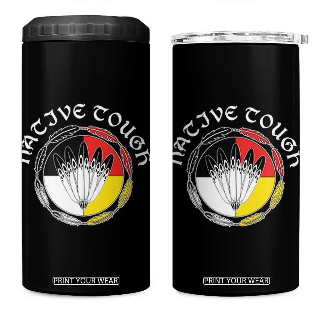 Native Tough 4 in 1 Can Cooler Tumbler Indian American Medicine Wheel Feathers TS11 One Size: 16 oz Black Print Your Wear