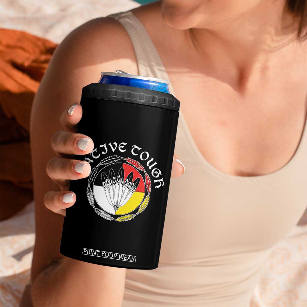 Native Tough 4 in 1 Can Cooler Tumbler Indian American Medicine Wheel Feathers TS11 Print Your Wear