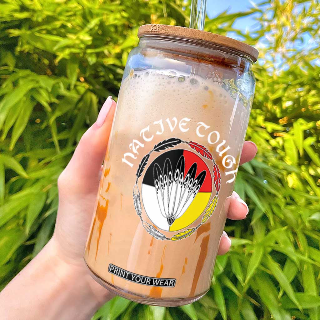 Native Tough Glass Can Indian American Medicine Wheel Feathers TS11 Black Print Your Wear