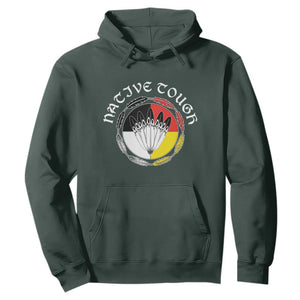 Native Tough Hoodie Indian American Medicine Wheel Feathers TS11 Dark Forest Green Print Your Wear