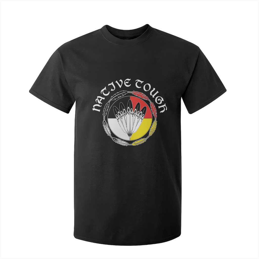 Native Tough T Shirt For Kid Indian American Medicine Wheel Feathers TS11 Black Print Your Wear