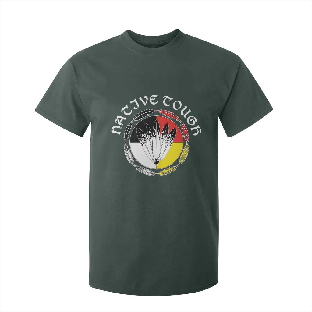 Native Tough T Shirt For Kid Indian American Medicine Wheel Feathers TS11 Dark Forest Green Print Your Wear