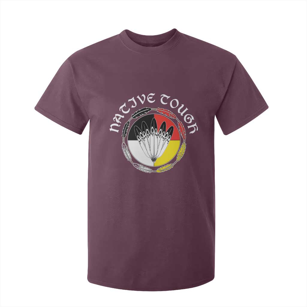 Native Tough T Shirt For Kid Indian American Medicine Wheel Feathers TS11 Maroon Print Your Wear