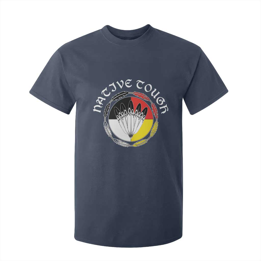 Native Tough T Shirt For Kid Indian American Medicine Wheel Feathers TS11 Navy Print Your Wear