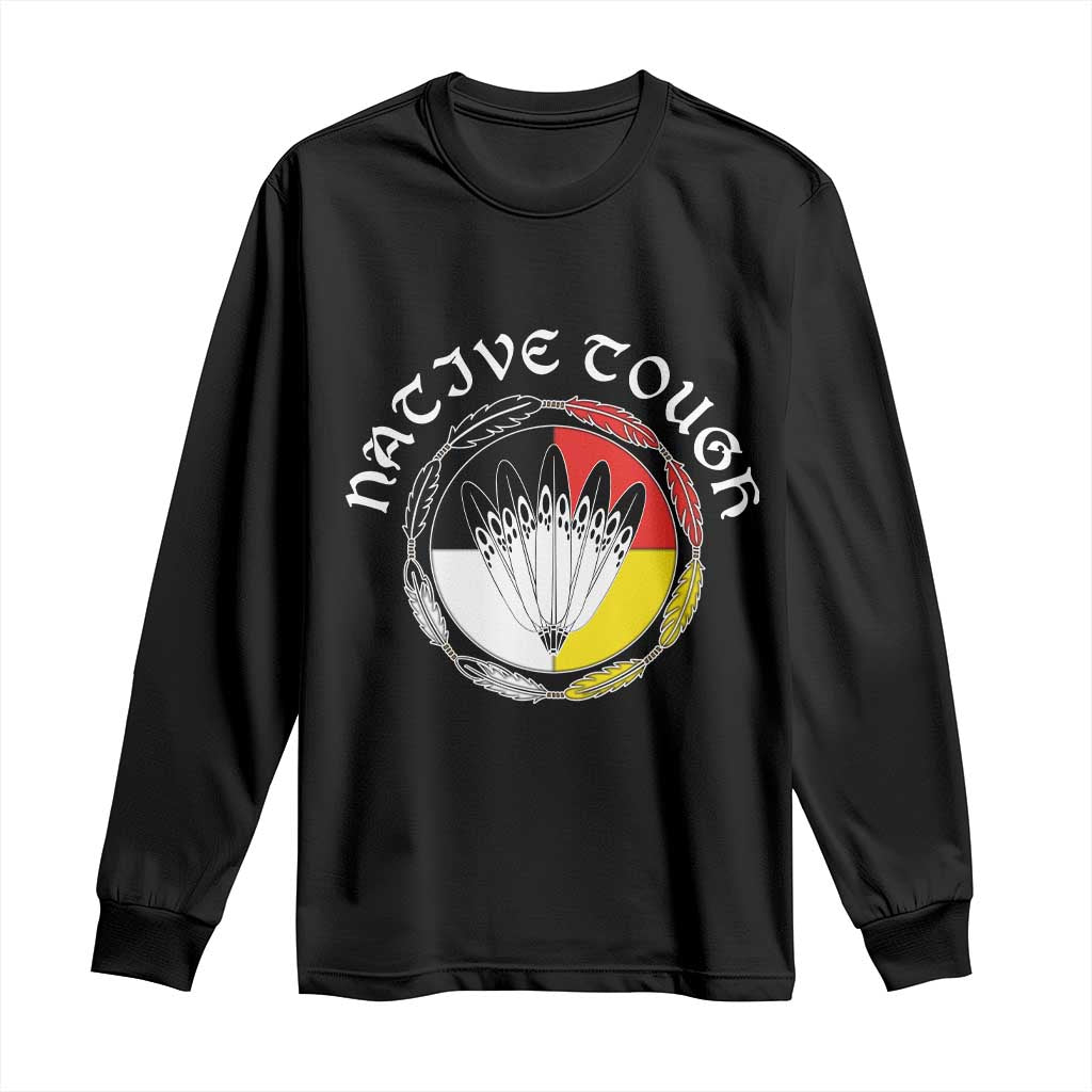 Native Tough Long Sleeve Shirt Indian American Medicine Wheel Feathers TS11 Black Print Your Wear