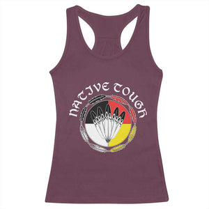 Native Tough Racerback Tank Top Indian American Medicine Wheel Feathers TS11 Maroon Print Your Wear