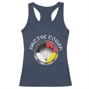 Native Tough Racerback Tank Top Indian American Medicine Wheel Feathers TS11 Navy Print Your Wear