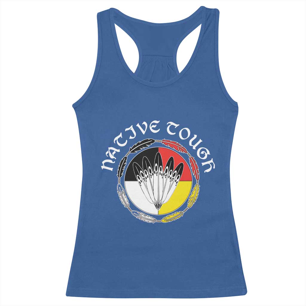 Native Tough Racerback Tank Top Indian American Medicine Wheel Feathers TS11 Royal Blue Print Your Wear
