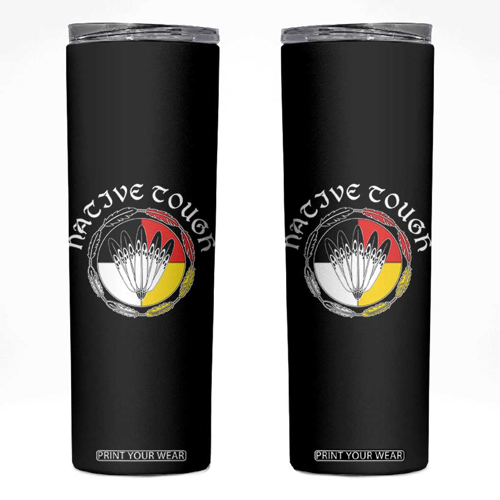 Native Tough Skinny Tumbler Indian American Medicine Wheel Feathers TS11 Black Print Your Wear