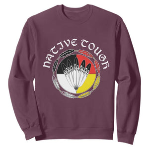 Native Tough Sweatshirt Indian American Medicine Wheel Feathers TS11 Maroon Print Your Wear