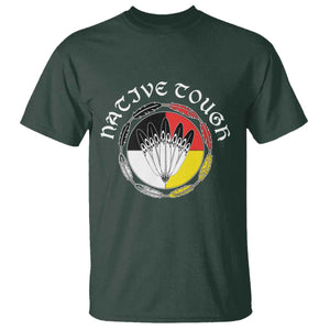Native Tough T Shirt Indian American Medicine Wheel Feathers TS11 Dark Forest Green Print Your Wear