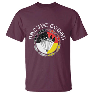 Native Tough T Shirt Indian American Medicine Wheel Feathers TS11 Maroon Print Your Wear