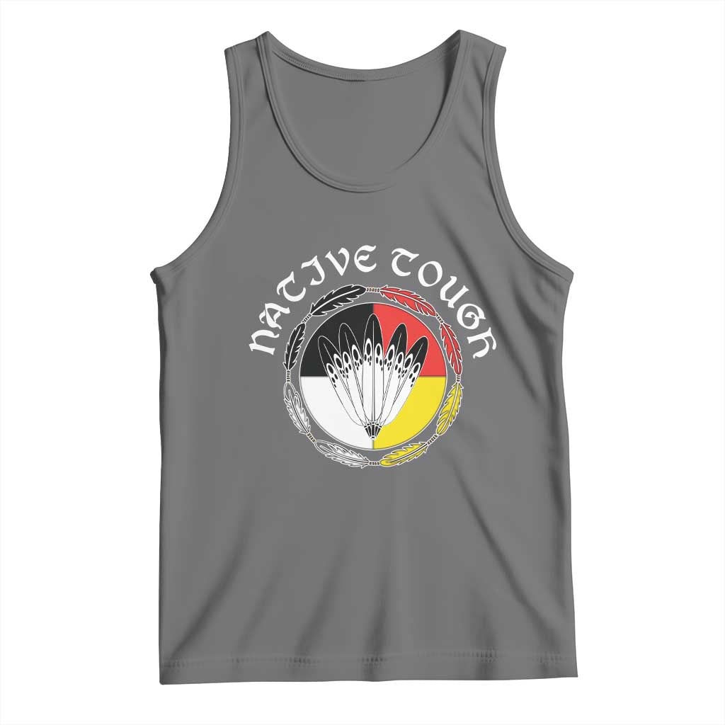 Native Tough Tank Top Indian American Medicine Wheel Feathers TS11 Black Heather Print Your Wear