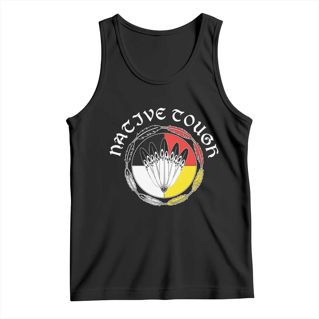 Native Tough Tank Top Indian American Medicine Wheel Feathers TS11 Black Print Your Wear
