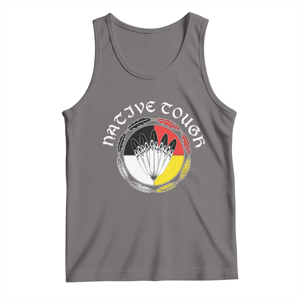 Native Tough Tank Top Indian American Medicine Wheel Feathers TS11 Deep Heather Print Your Wear
