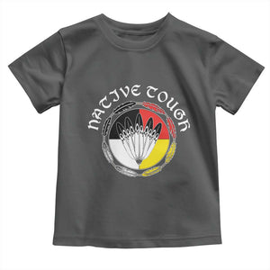 Native Tough Toddler T Shirt Indian American Medicine Wheel Feathers TS11 Dark Heather Print Your Wear