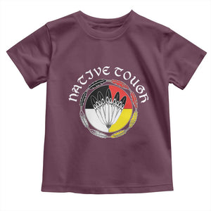 Native Tough Toddler T Shirt Indian American Medicine Wheel Feathers TS11 Maroon Print Your Wear