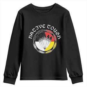 Native Tough Youth Sweatshirt Indian American Medicine Wheel Feathers TS11 Black Print Your Wear