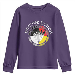 Native Tough Youth Sweatshirt Indian American Medicine Wheel Feathers TS11 Purple Print Your Wear