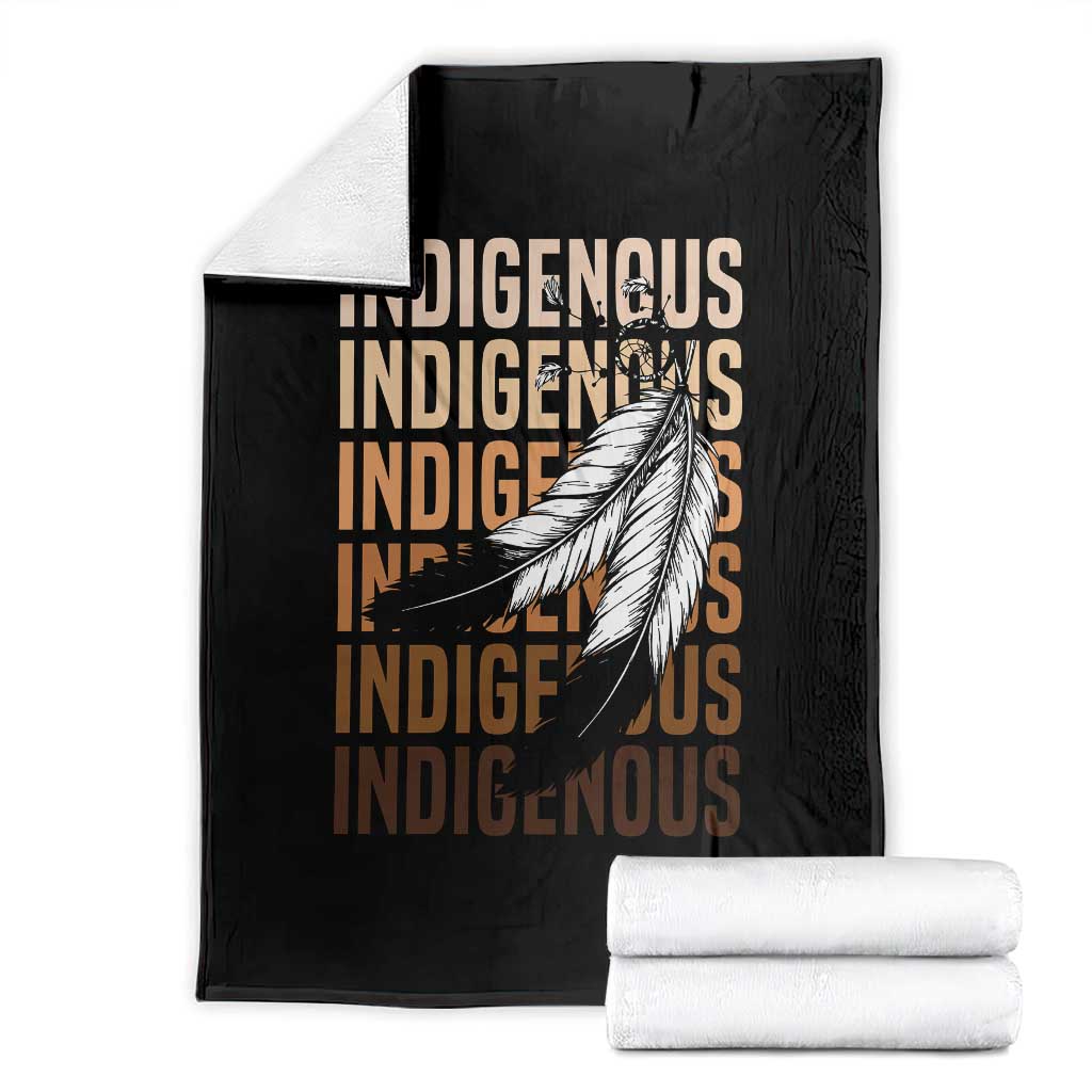 Indigenous Pride Throw Blanket Native American Heritage Feathers Dreamcatcher TS11 Black Print Your Wear