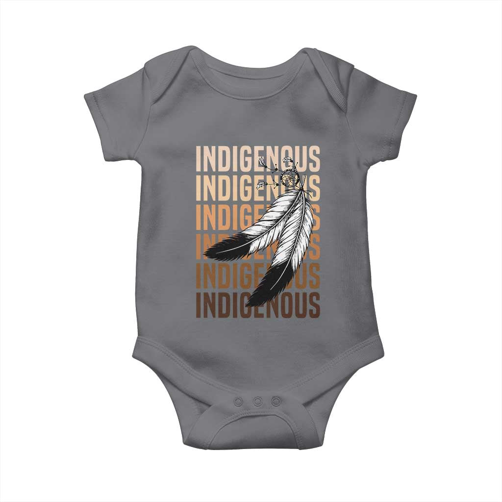 Indigenous Pride Baby Onesie Native American Heritage Feathers Dreamcatcher TS11 Charcoal Print Your Wear