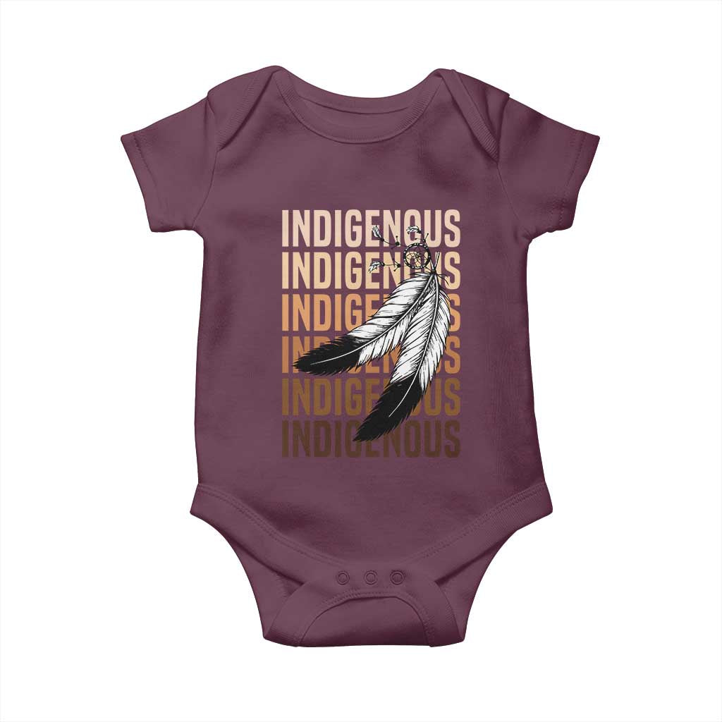 Indigenous Pride Baby Onesie Native American Heritage Feathers Dreamcatcher TS11 Maroon Print Your Wear