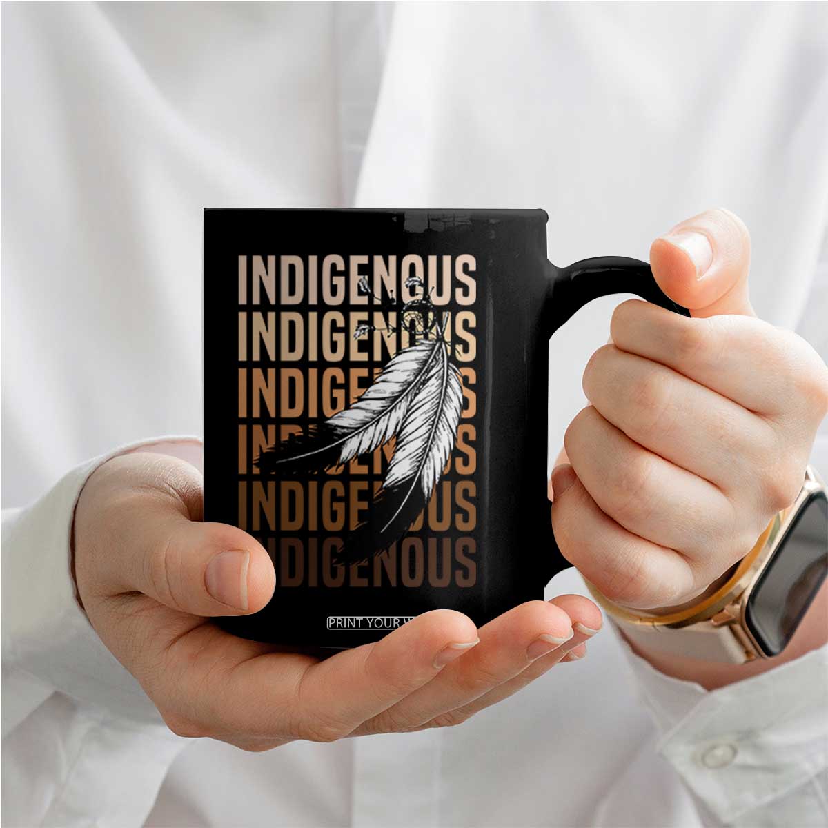 Indigenous Pride Coffee Mug Native American Heritage Feathers Dreamcatcher TS11 Print Your Wear