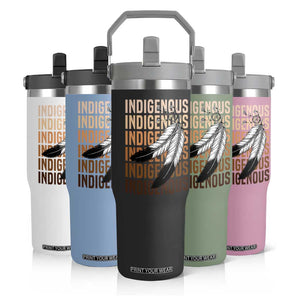 Indigenous Pride Flip Straw Tumbler Native American Heritage Feathers Dreamcatcher TS11 Print Your Wear