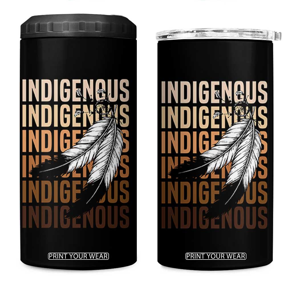 Indigenous Pride 4 in 1 Can Cooler Tumbler Native American Heritage Feathers Dreamcatcher TS11 One Size: 16 oz Black Print Your Wear