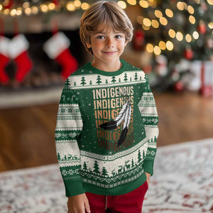 Indigenous Pride Ugly Christmas Sweater Native American Heritage Feathers Dreamcatcher TS11 Forest Green Beige Print Your Wear