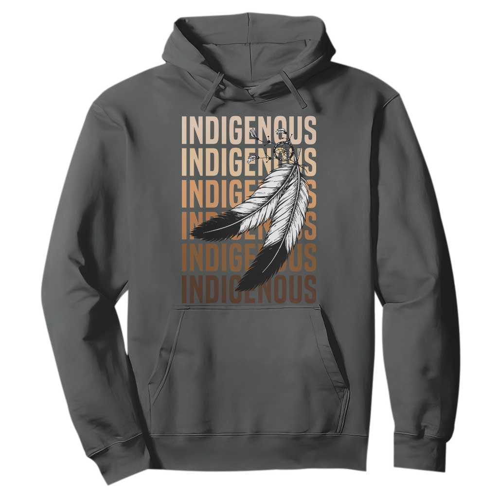 Indigenous Pride Hoodie Native American Heritage Feathers Dreamcatcher TS11 Dark Heather Print Your Wear