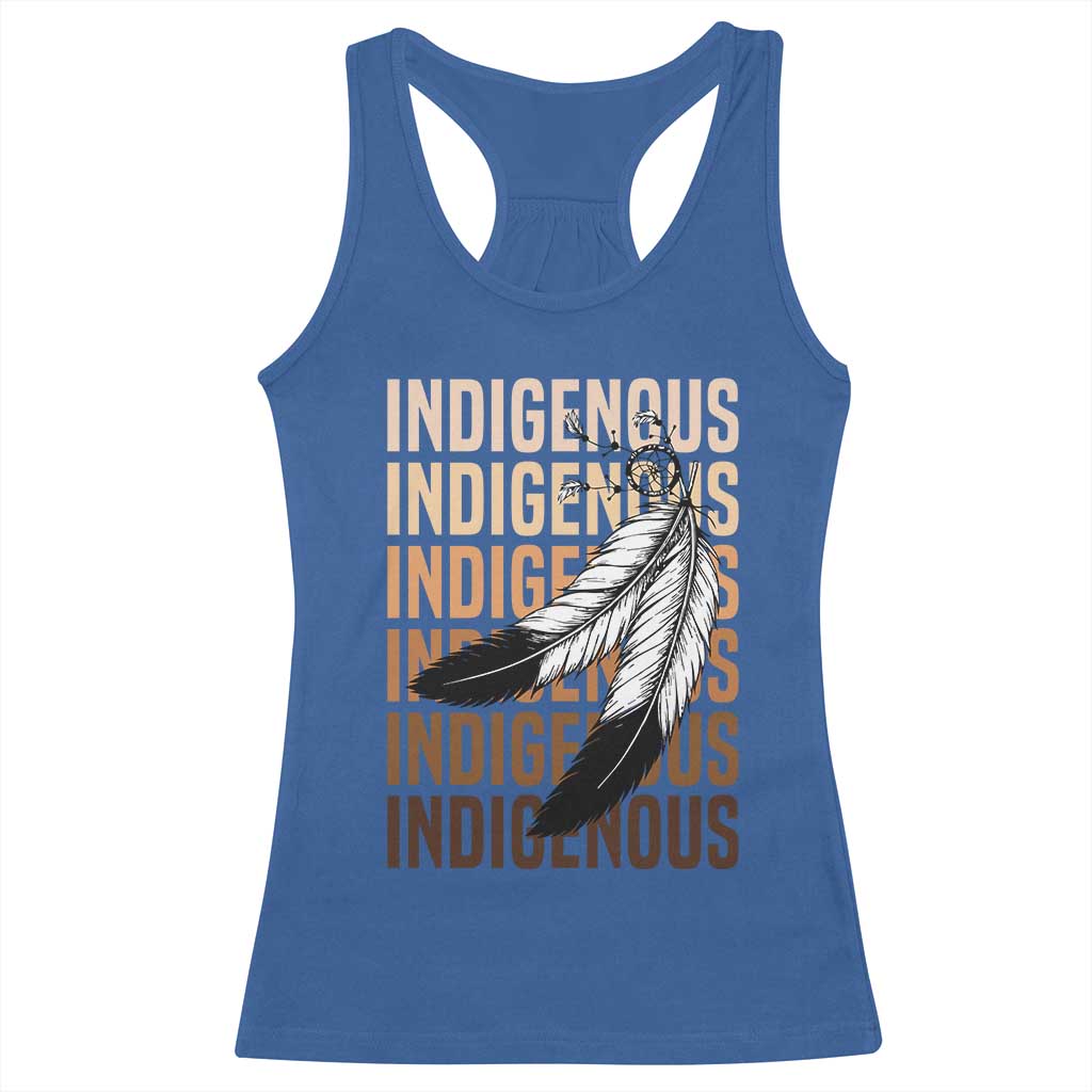 Indigenous Pride Racerback Tank Top Native American Heritage Feathers Dreamcatcher TS11 Royal Blue Print Your Wear