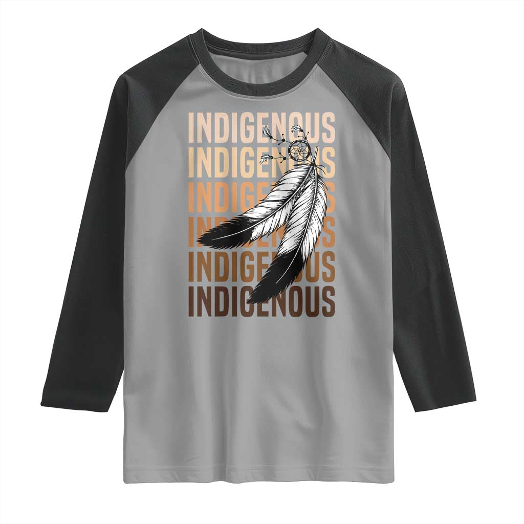 Indigenous Pride Raglan Shirt Native American Heritage Feathers Dreamcatcher TS11 Sport Gray Black Print Your Wear