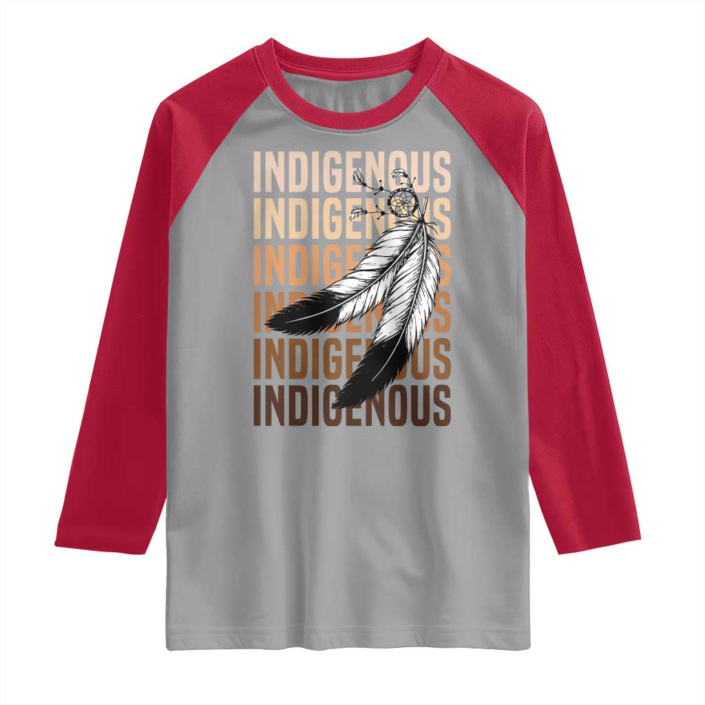 Indigenous Pride Raglan Shirt Native American Heritage Feathers Dreamcatcher TS11 Sport Gray Red Print Your Wear