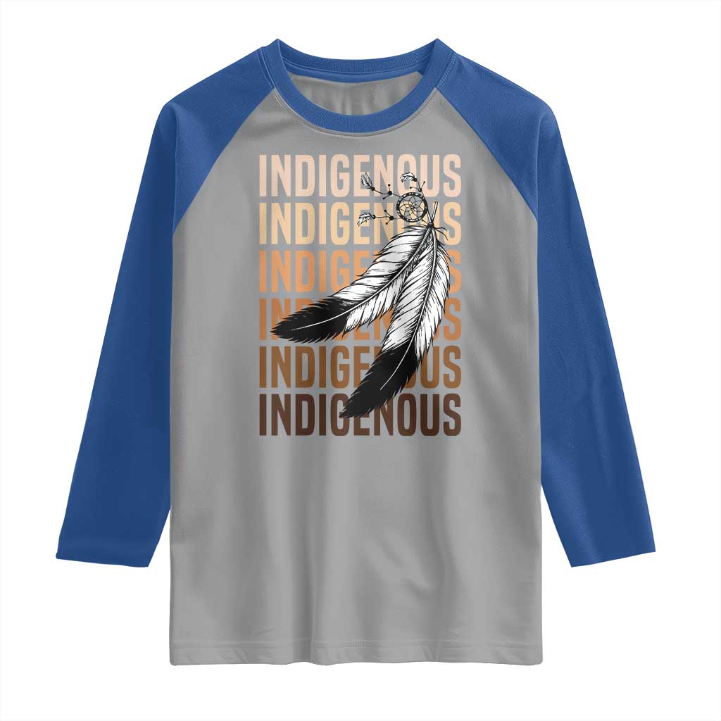 Indigenous Pride Raglan Shirt Native American Heritage Feathers Dreamcatcher TS11 Sport Gray Royal Print Your Wear