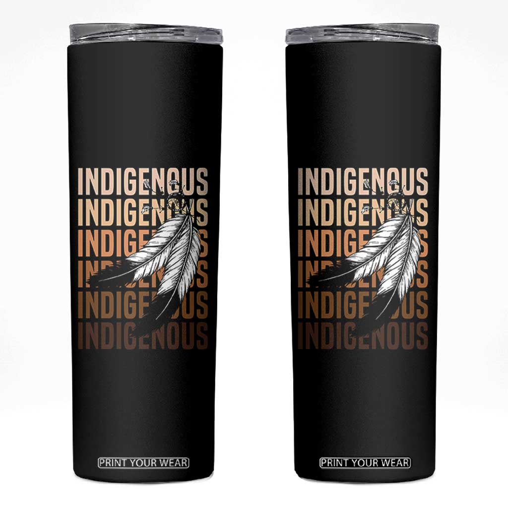 Indigenous Pride Skinny Tumbler Native American Heritage Feathers Dreamcatcher TS11 Black Print Your Wear
