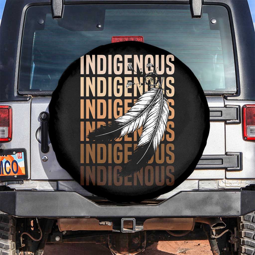 Indigenous Pride Spare Tire Cover Native American Heritage Feathers Dreamcatcher TS11 No hole Black Print Your Wear
