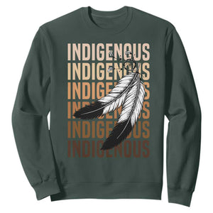 Indigenous Pride Sweatshirt Native American Heritage Feathers Dreamcatcher TS11 Dark Forest Green Print Your Wear