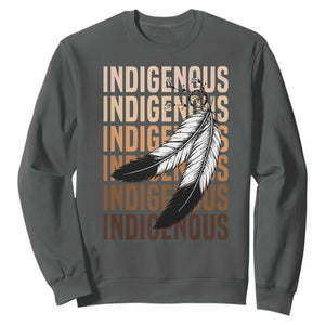 Indigenous Pride Sweatshirt Native American Heritage Feathers Dreamcatcher TS11 Dark Heather Print Your Wear