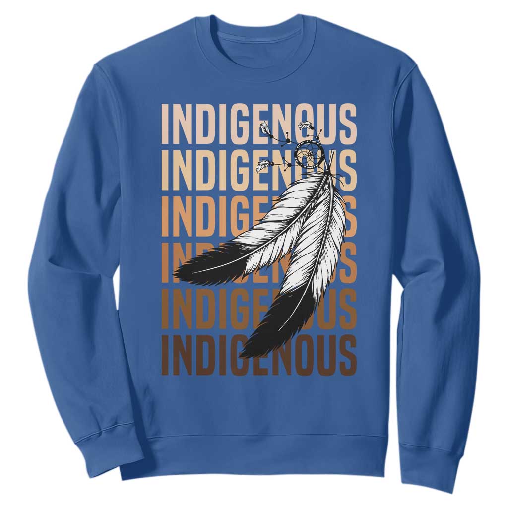 Indigenous Pride Sweatshirt Native American Heritage Feathers Dreamcatcher TS11 Royal Blue Print Your Wear
