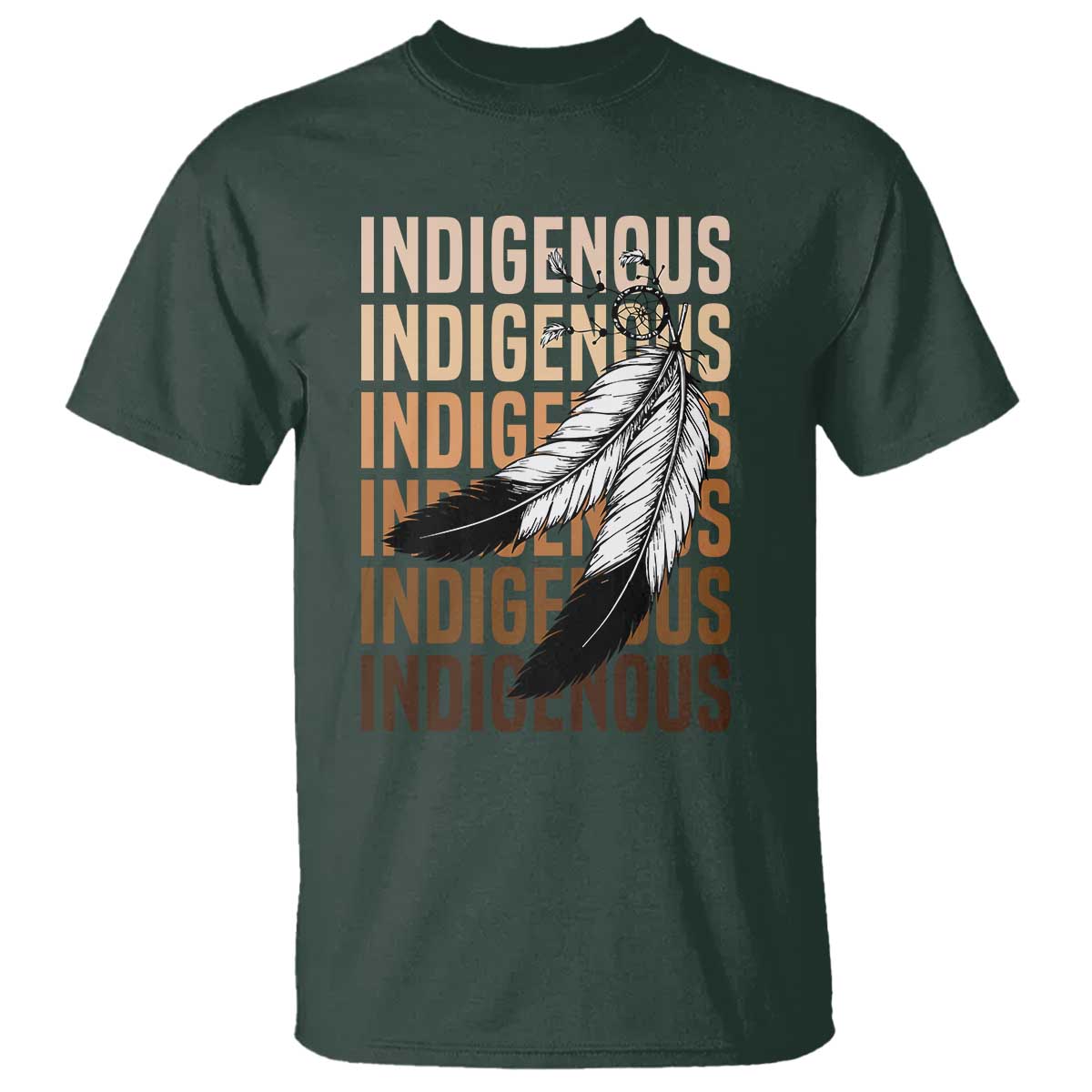 Indigenous Pride T Shirt Native American Heritage Feathers Dreamcatcher TS11 Dark Forest Green Print Your Wear
