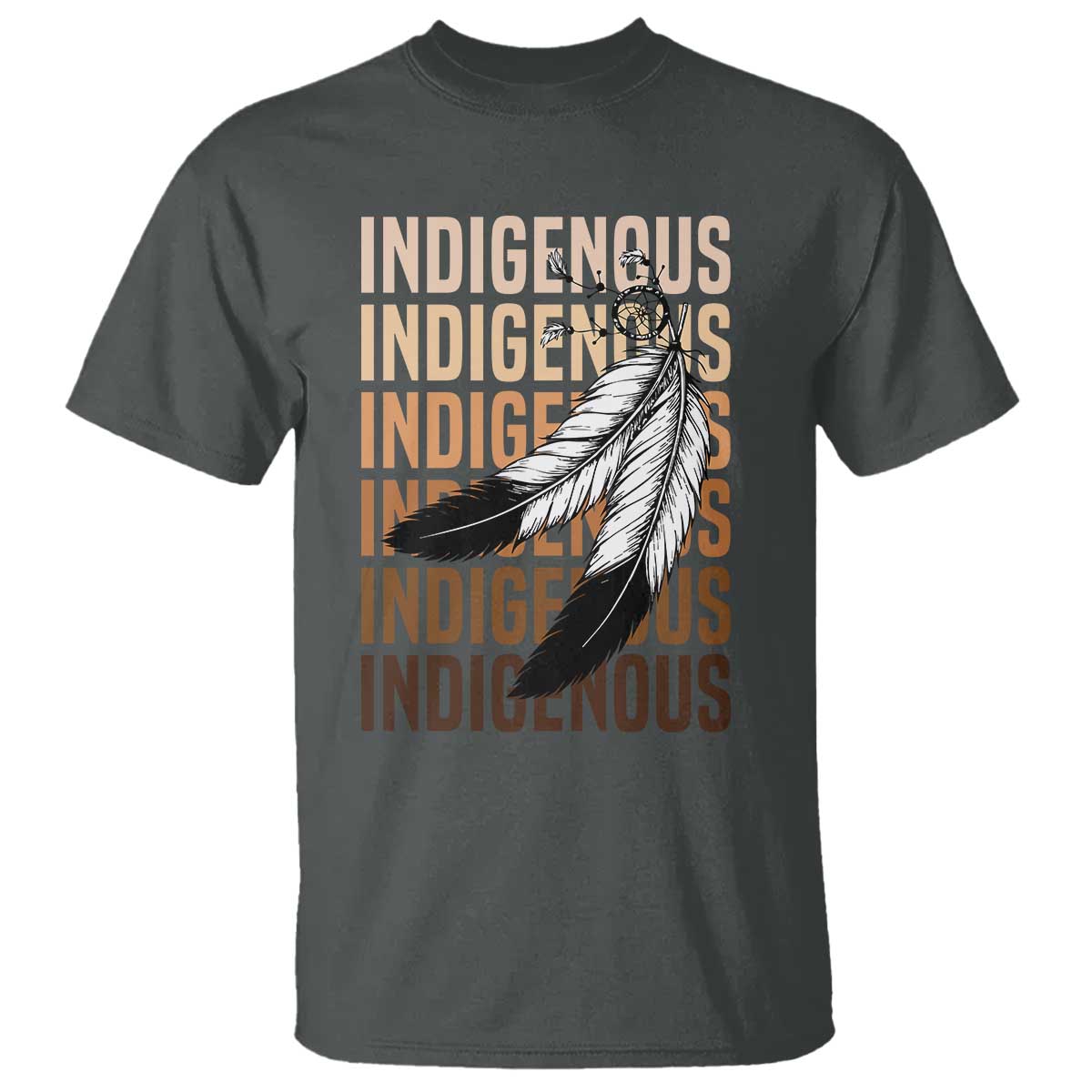 Indigenous Pride T Shirt Native American Heritage Feathers Dreamcatcher TS11 Dark Heather Print Your Wear