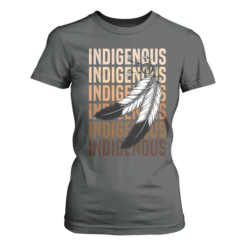 Indigenous Pride T Shirt For Women Native American Heritage Feathers Dreamcatcher TS11 Dark Heather Print Your Wear