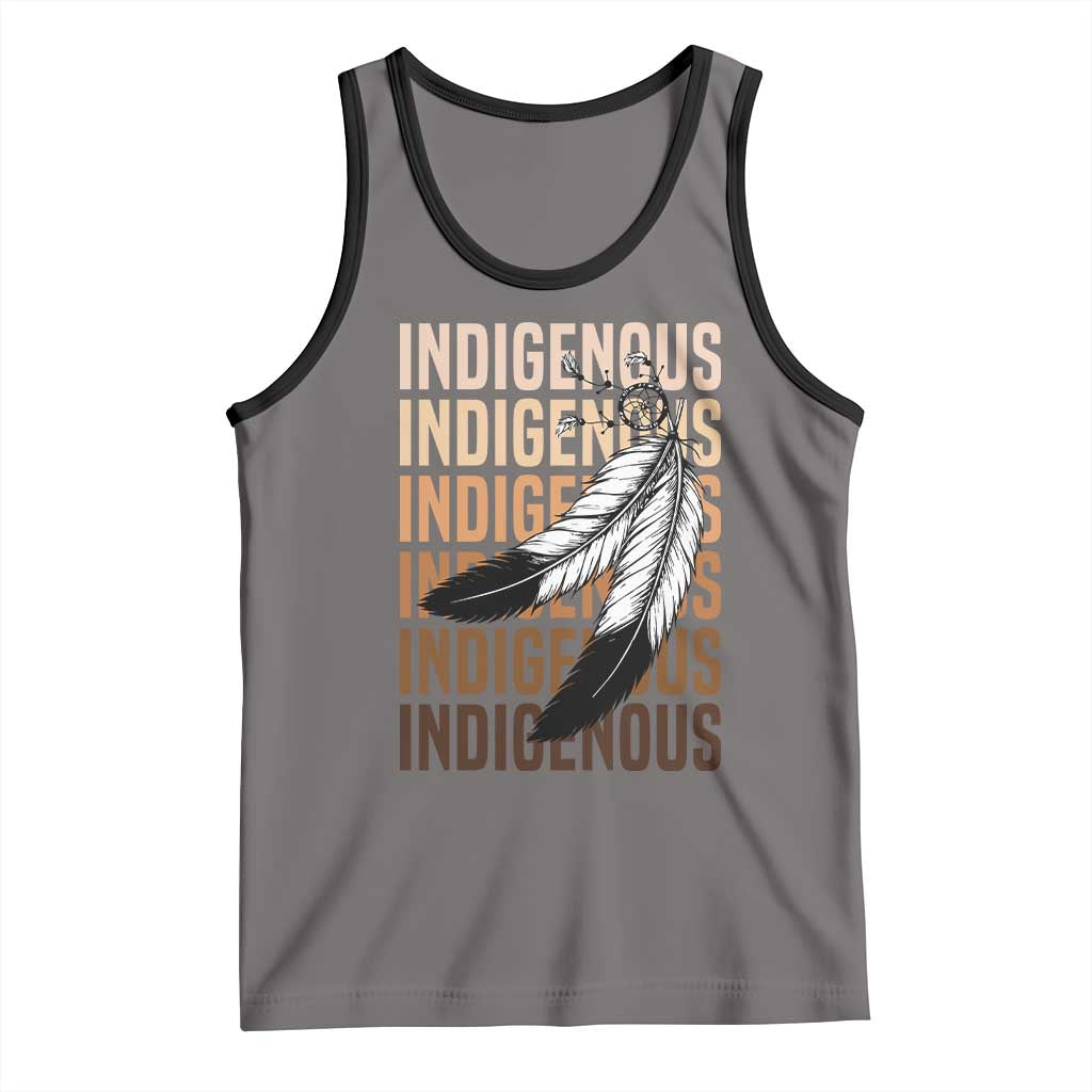 Indigenous Pride Tank Top Native American Heritage Feathers Dreamcatcher TS11 Deep Heather Black Print Your Wear