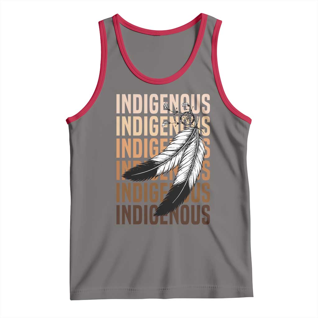 Indigenous Pride Tank Top Native American Heritage Feathers Dreamcatcher TS11 Deep Heather Red Print Your Wear