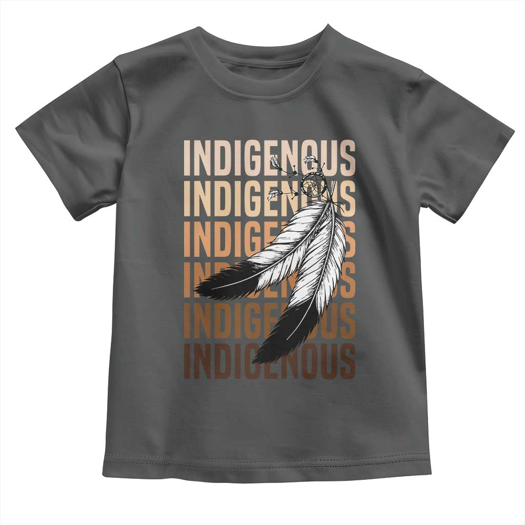 Indigenous Pride Toddler T Shirt Native American Heritage Feathers Dreamcatcher TS11 Dark Heather Print Your Wear