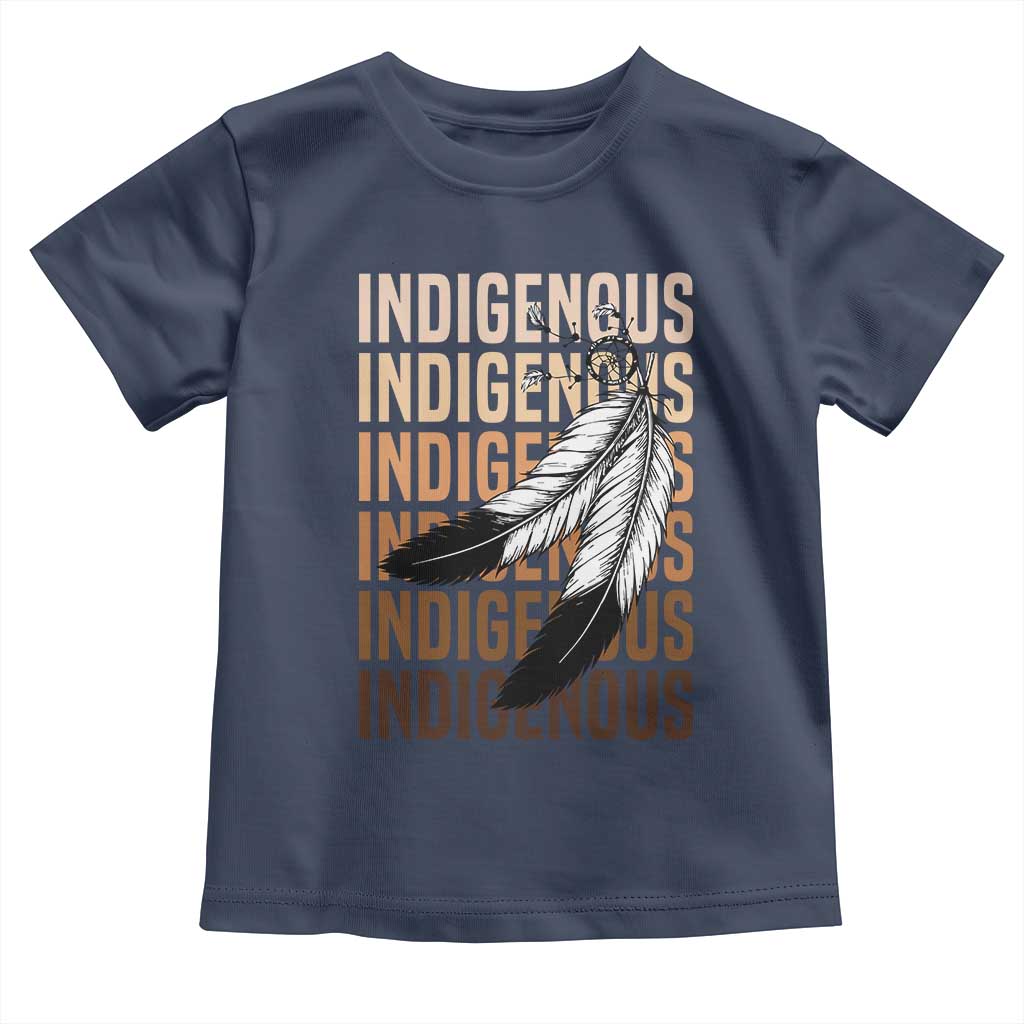 Indigenous Pride Toddler T Shirt Native American Heritage Feathers Dreamcatcher TS11 Navy Print Your Wear