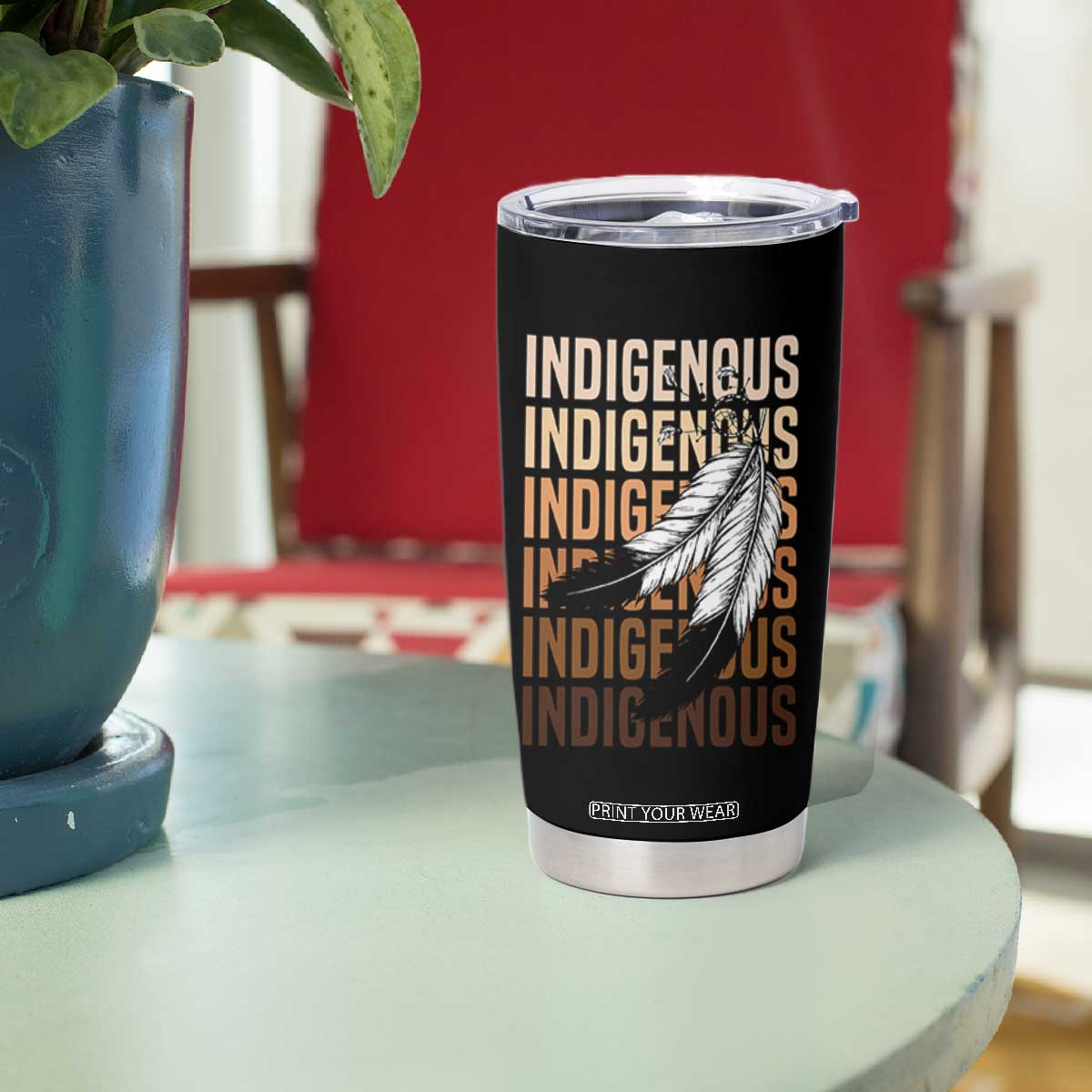 Indigenous Pride Tumbler Cup Native American Heritage Feathers Dreamcatcher TS11 Print Your Wear