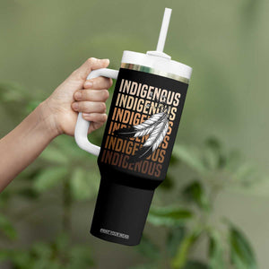 Indigenous Pride Tumbler With Handle Native American Heritage Feathers Dreamcatcher TS11 Print Your Wear