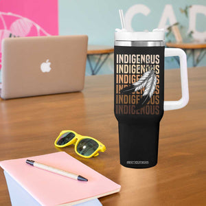 Indigenous Pride Tumbler With Handle Native American Heritage Feathers Dreamcatcher TS11 Print Your Wear
